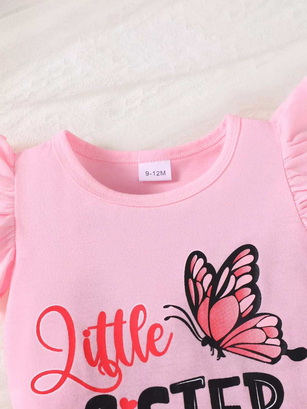 Children's Ruffled Butterfly T-Shirt and Shorts Set with Headband