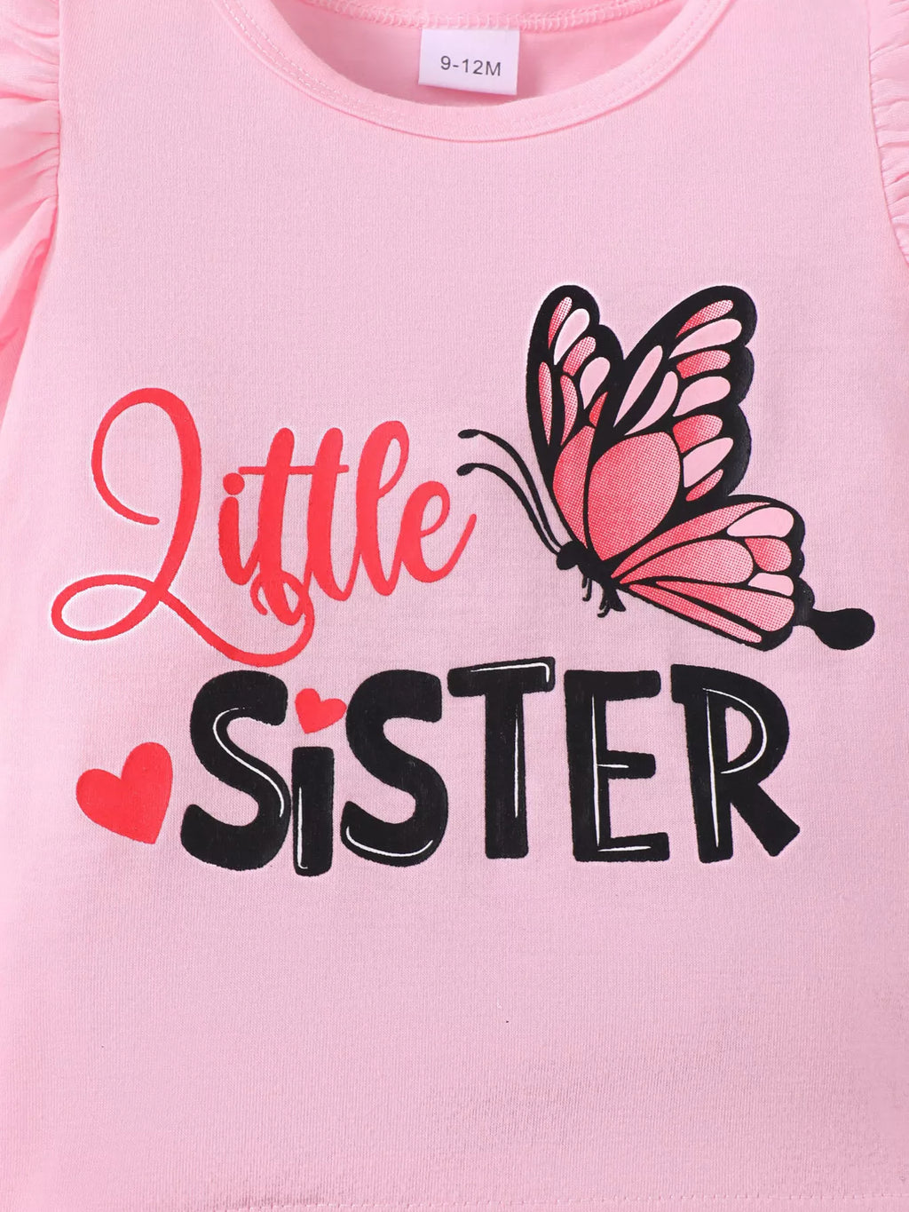 Children's Ruffled Butterfly T-Shirt and Shorts Set with Headband