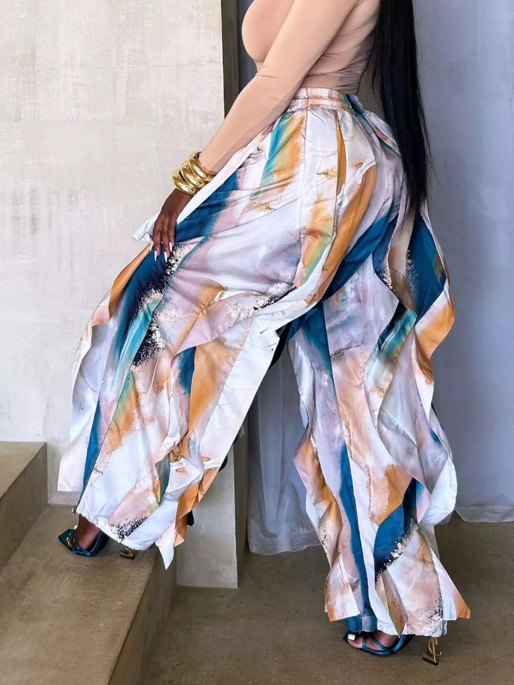 Printed Cargo Pants with Drawstring Waist