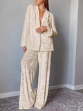 Velvet Long Sleeve Top and Pants Lounge Set