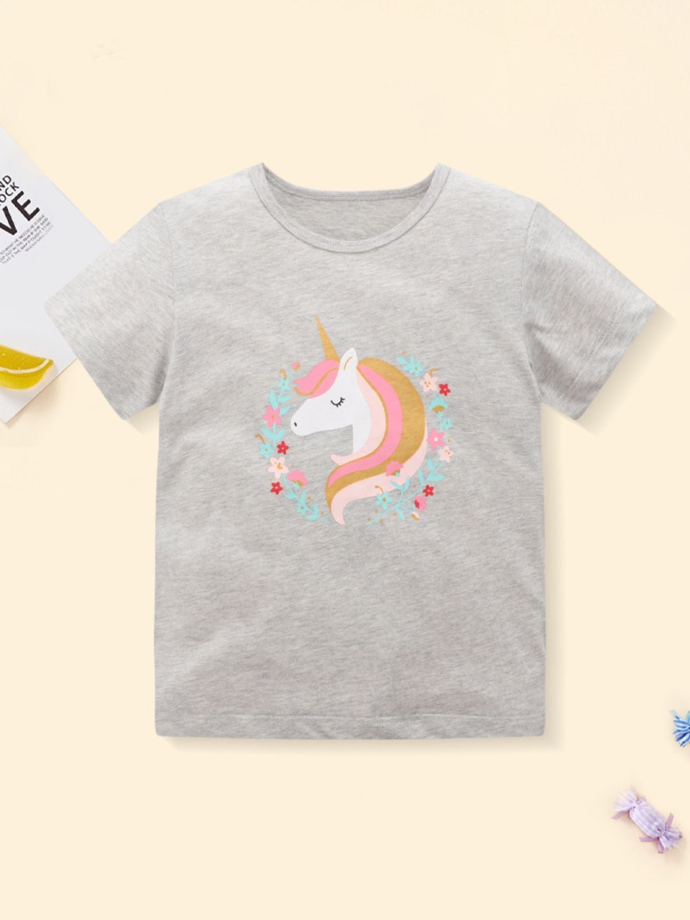 Children's Unicorn Graphic Short Sleeve T-Shirt
