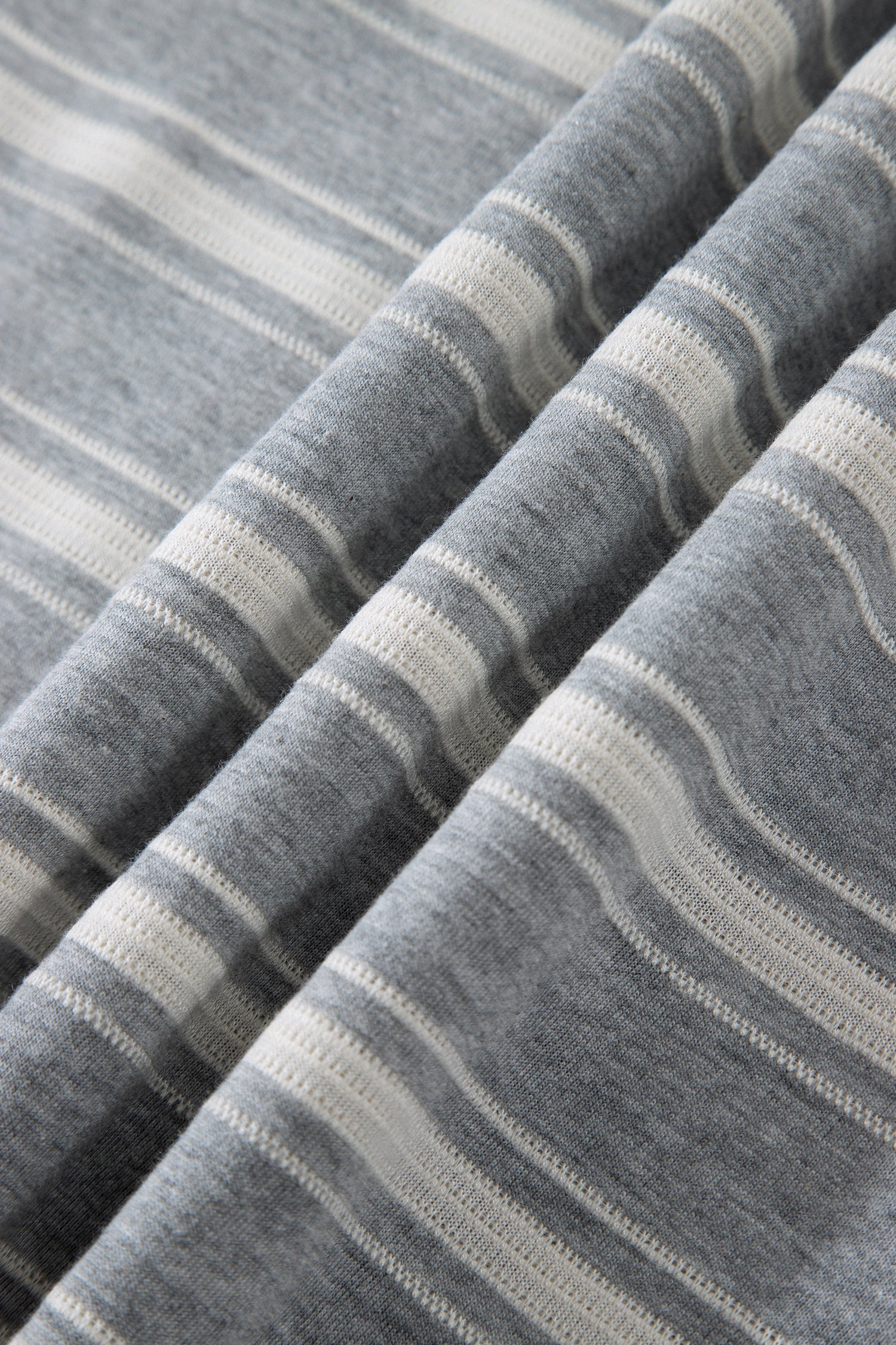 Gray Stripe Long Sleeve Round Neck Tunic Top
