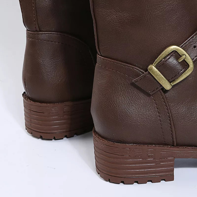 Round Toe Block Heels Boots