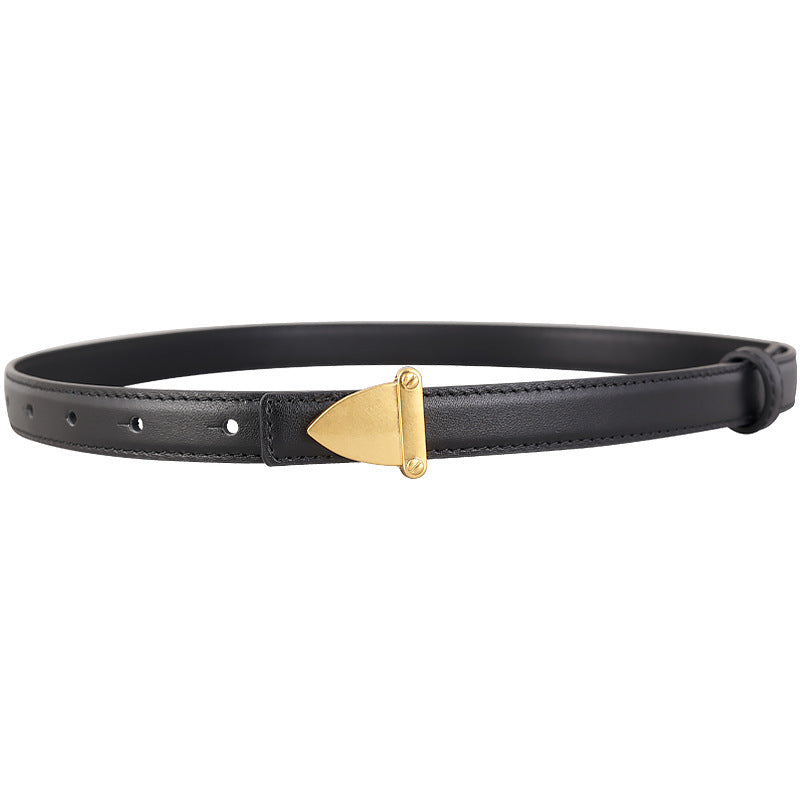 Leather Belt with Golden Buckle