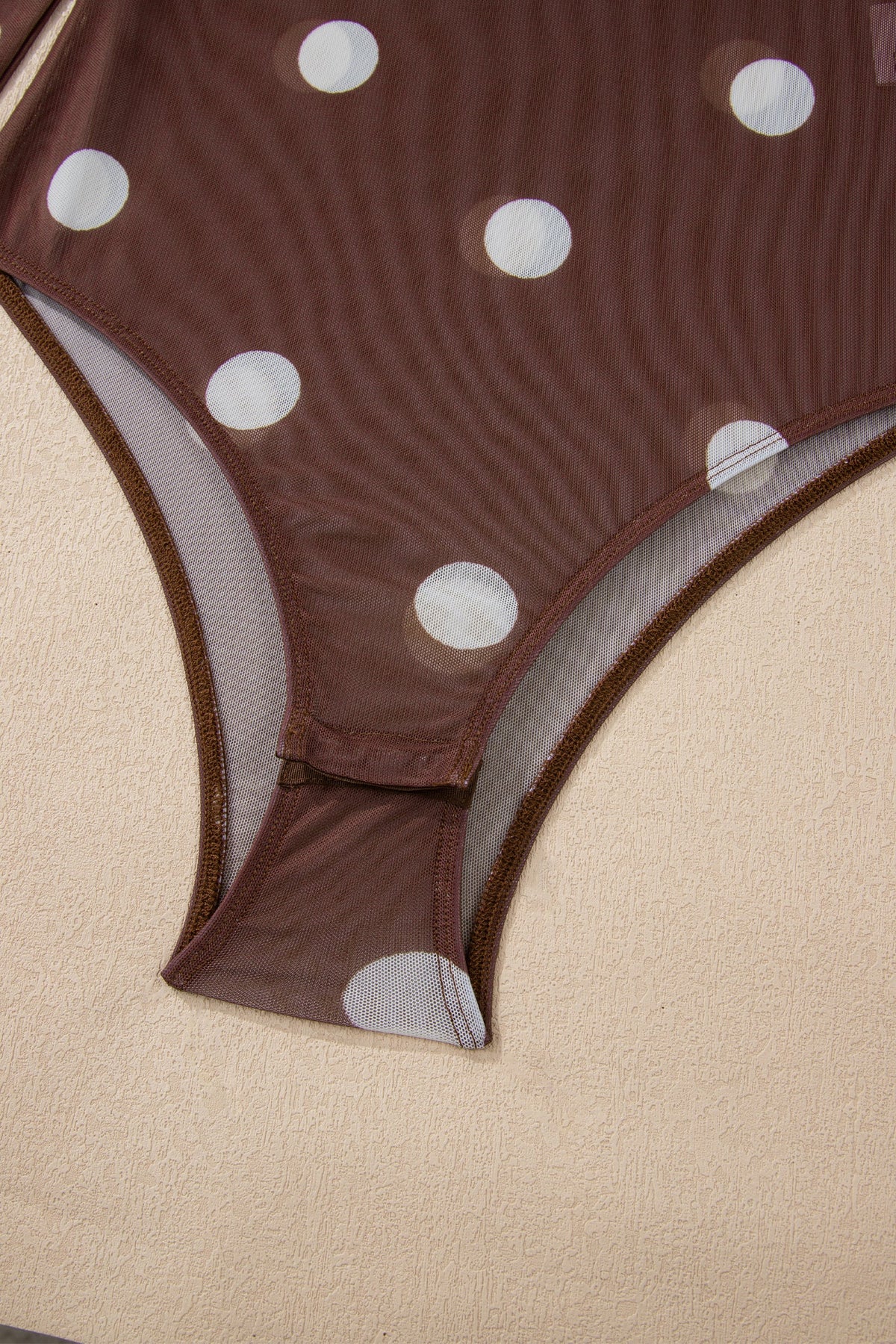 Polka Dot Mesh Long Sleeve Bodysuit