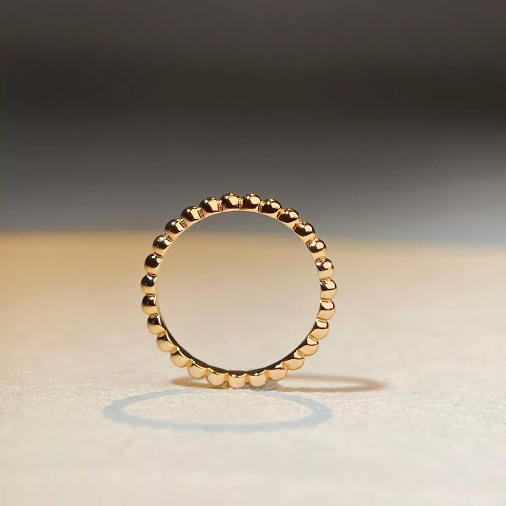 18K Gold-Plated 925 Sterling Silver Bead Ring
