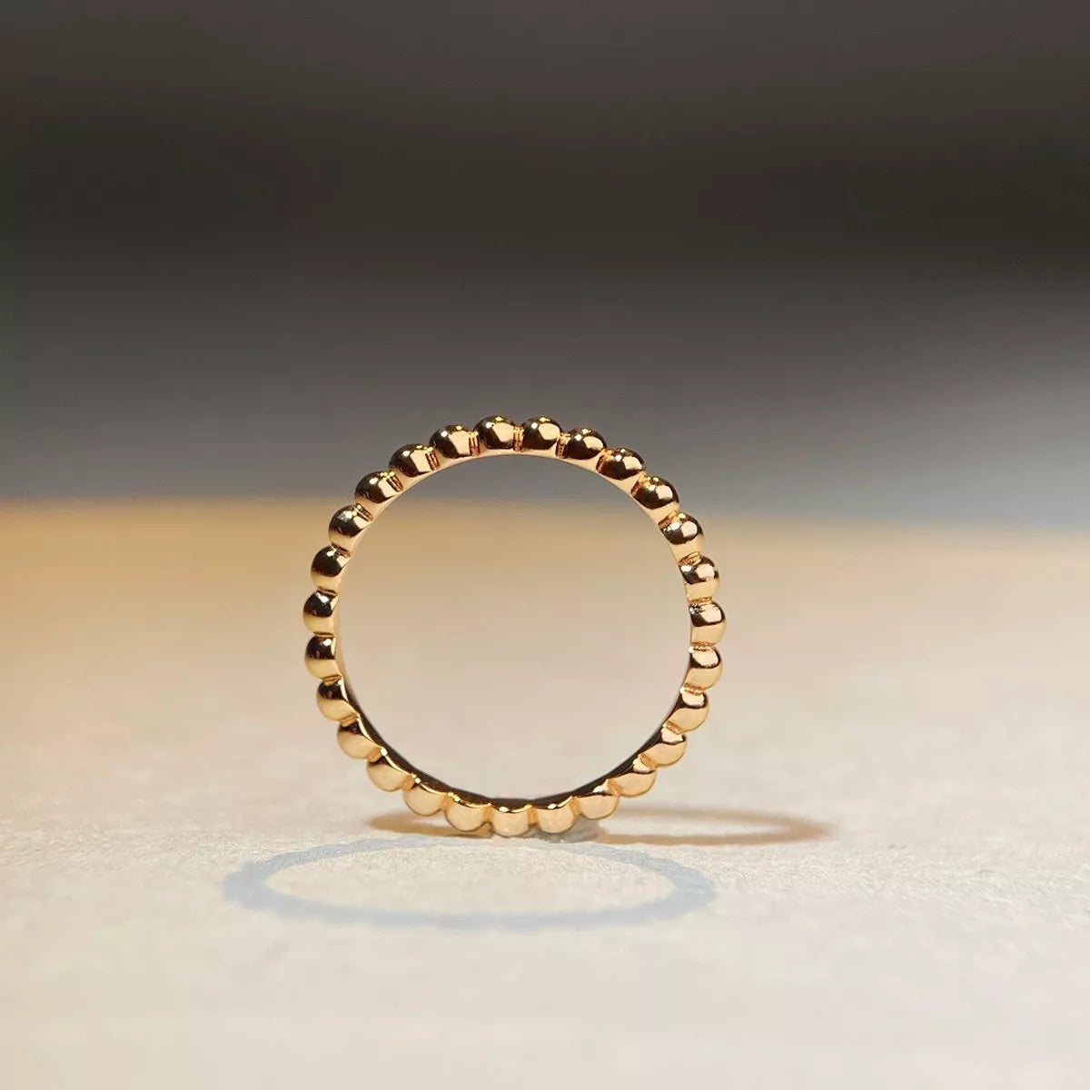 18K Gold-Plated 925 Sterling Silver Bead Ring