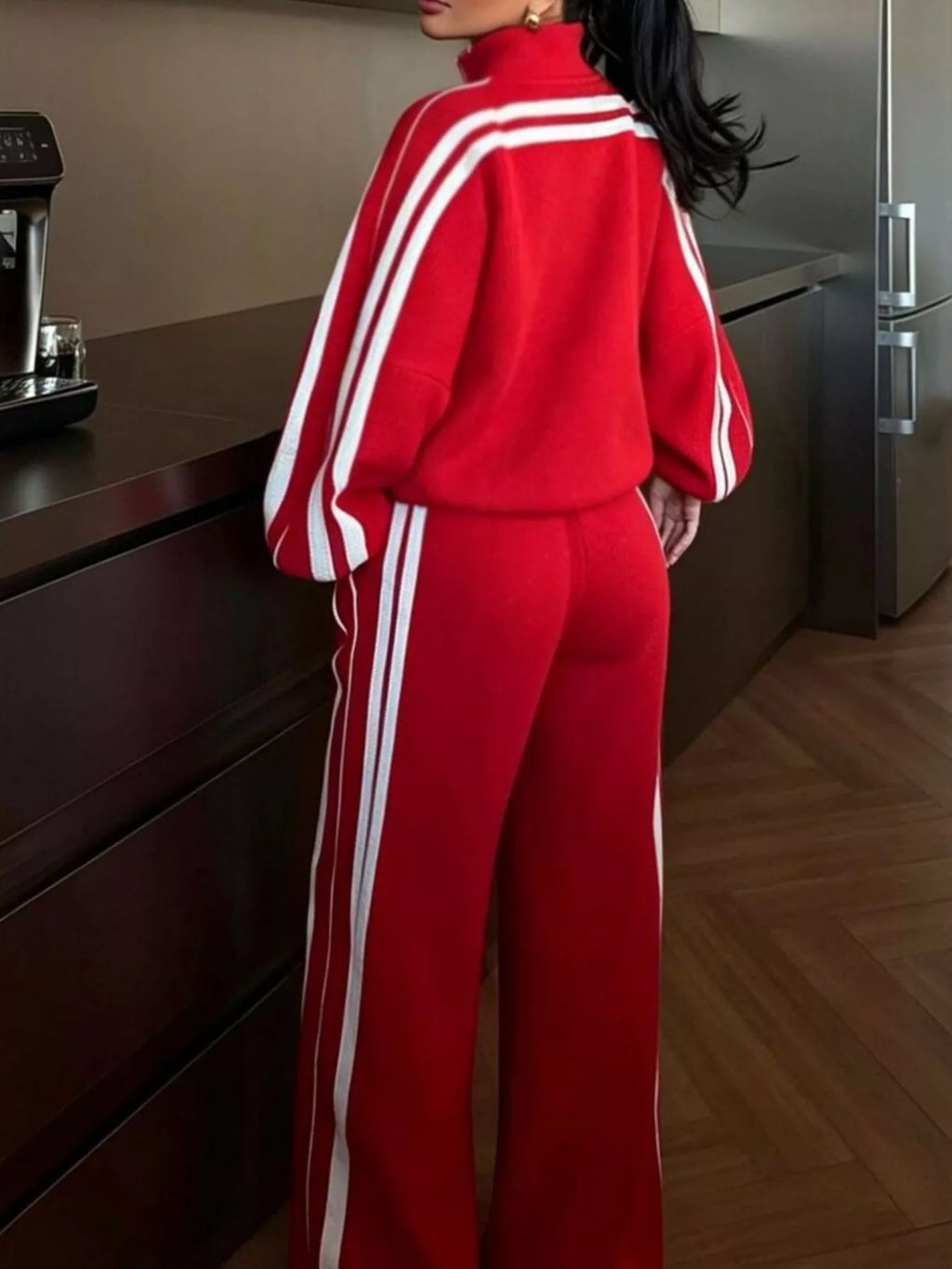Side Stripes Zip Up Top and Pants Set