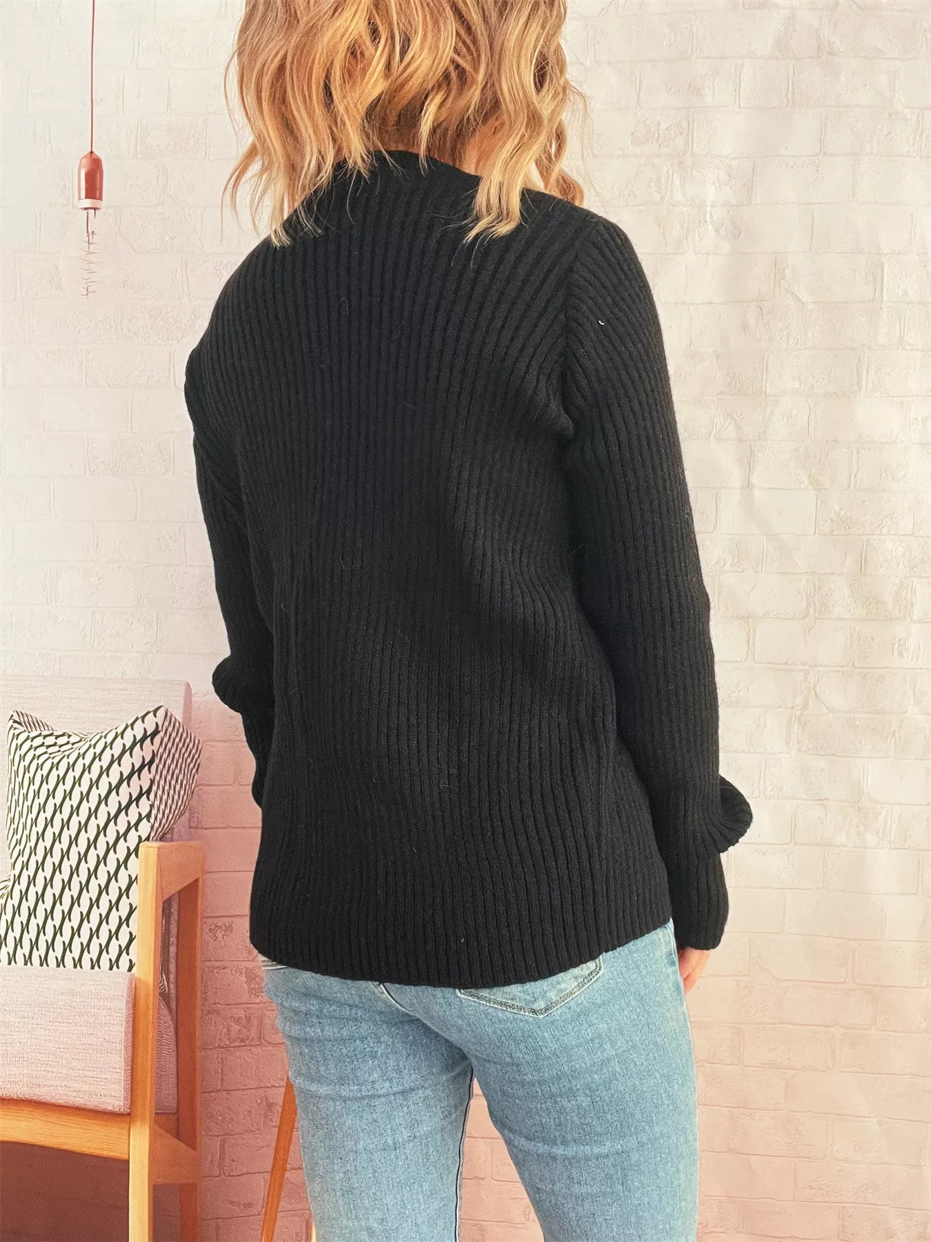 Ribbed Tie Front Long Sleeve Cardigan