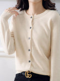 Crew-Neck Button-Down Cardigan