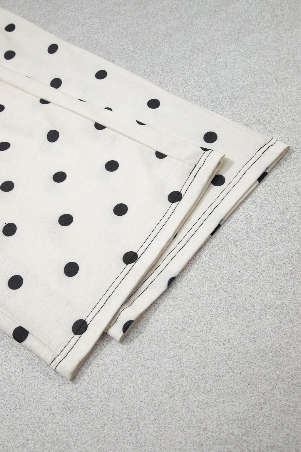 Beige Polka Dot Half Sleeve Loose Top Elastic Waist Casual Pants Set