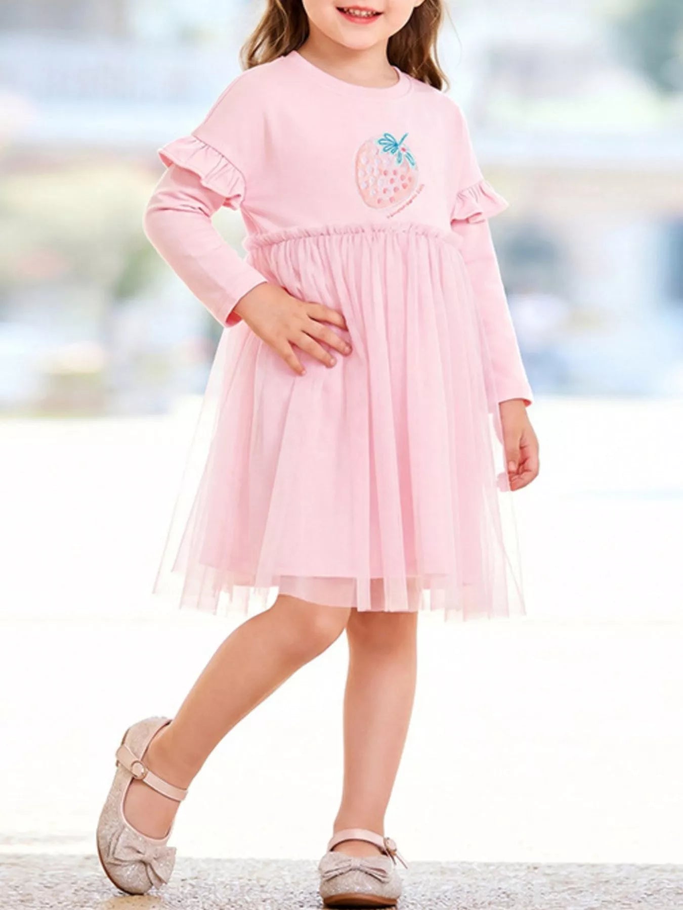 Children's Strawberry Graphic Tulle Dress