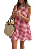 Gingham Sleeveless A-Line Mini Dress