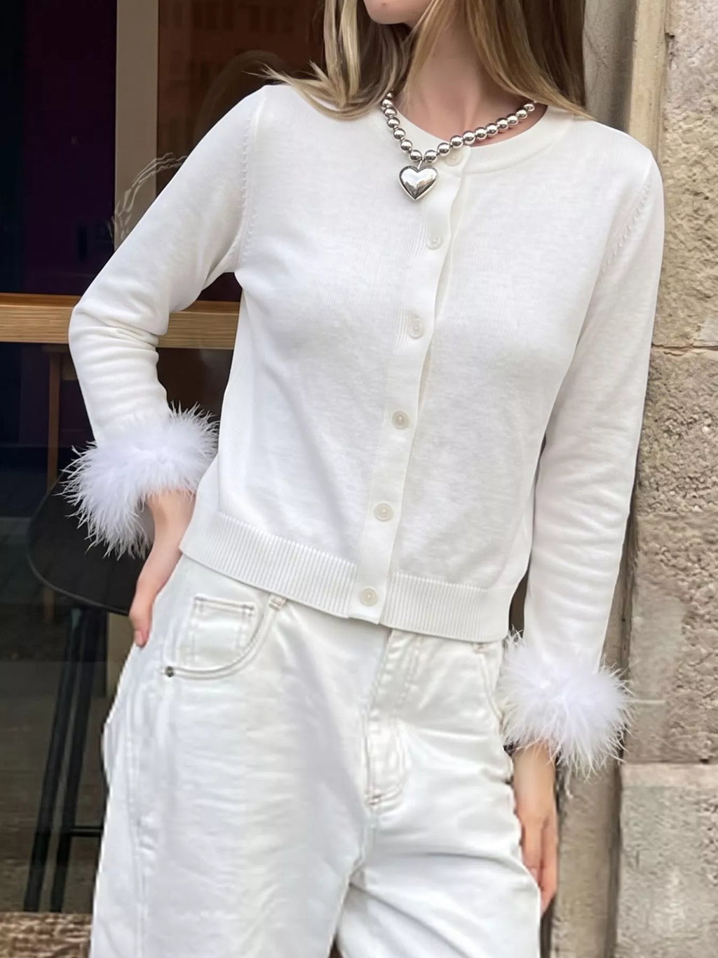 Fuzzy Cuffs Button Up Cardigan
