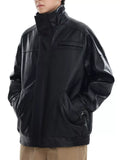 Men's Plus Size Stand Collar Leather Jacket