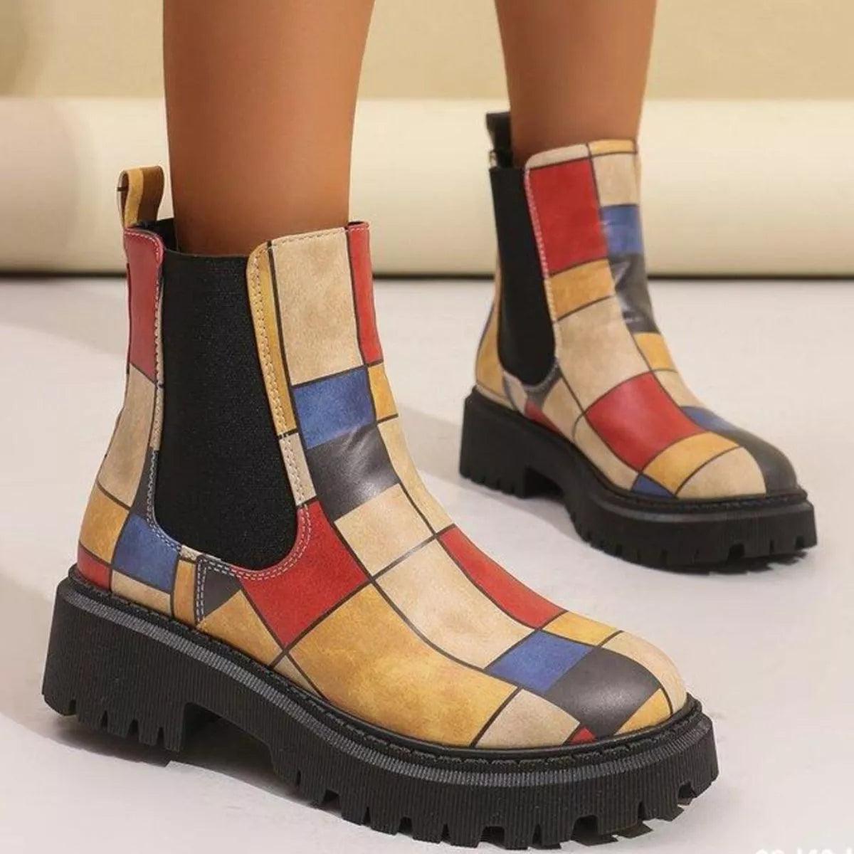 Round Toe Chunky Heel Ankle Boots
