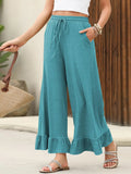 Ruffled Hem Wide Leg Pants