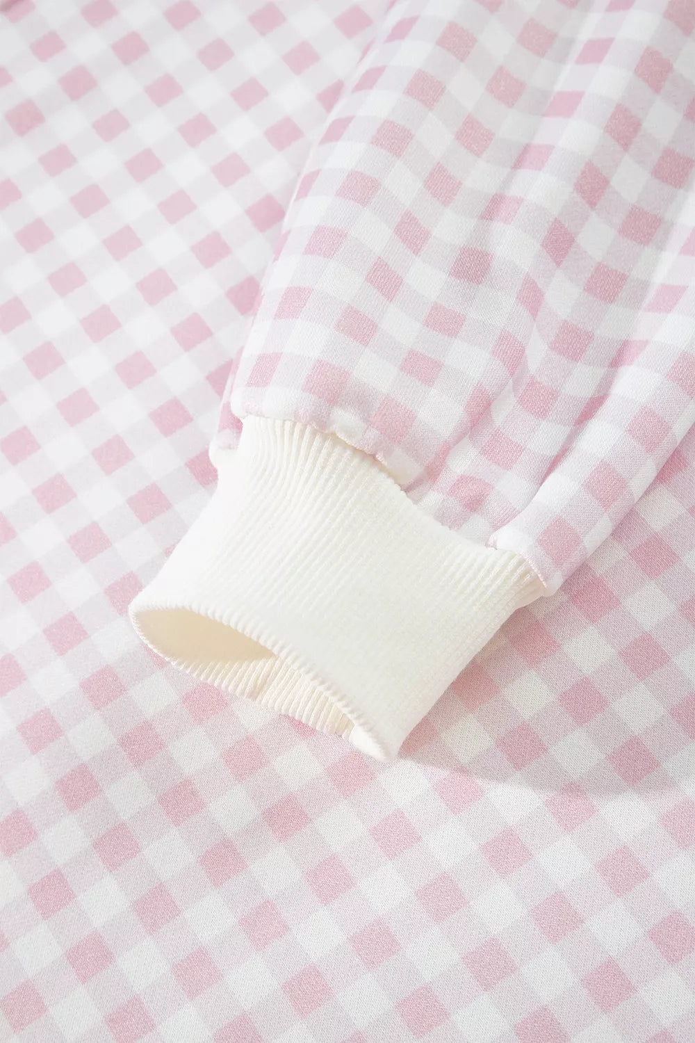 Gingham Long Sleeve Sweatshirt and Shorts Set
