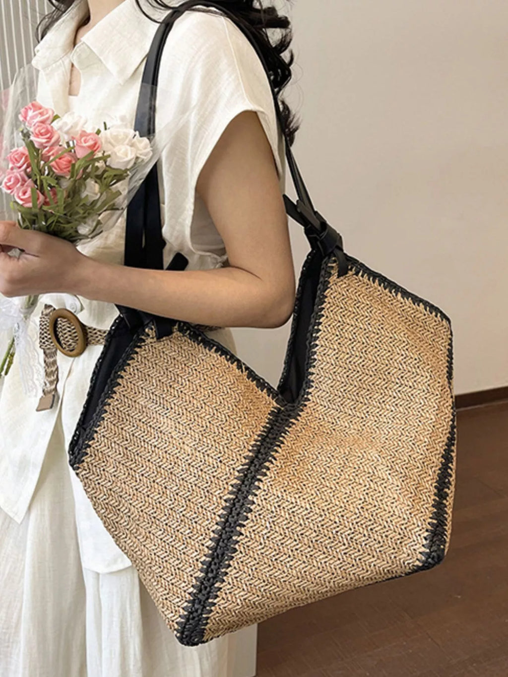 Woven Straw Shoulder Bag