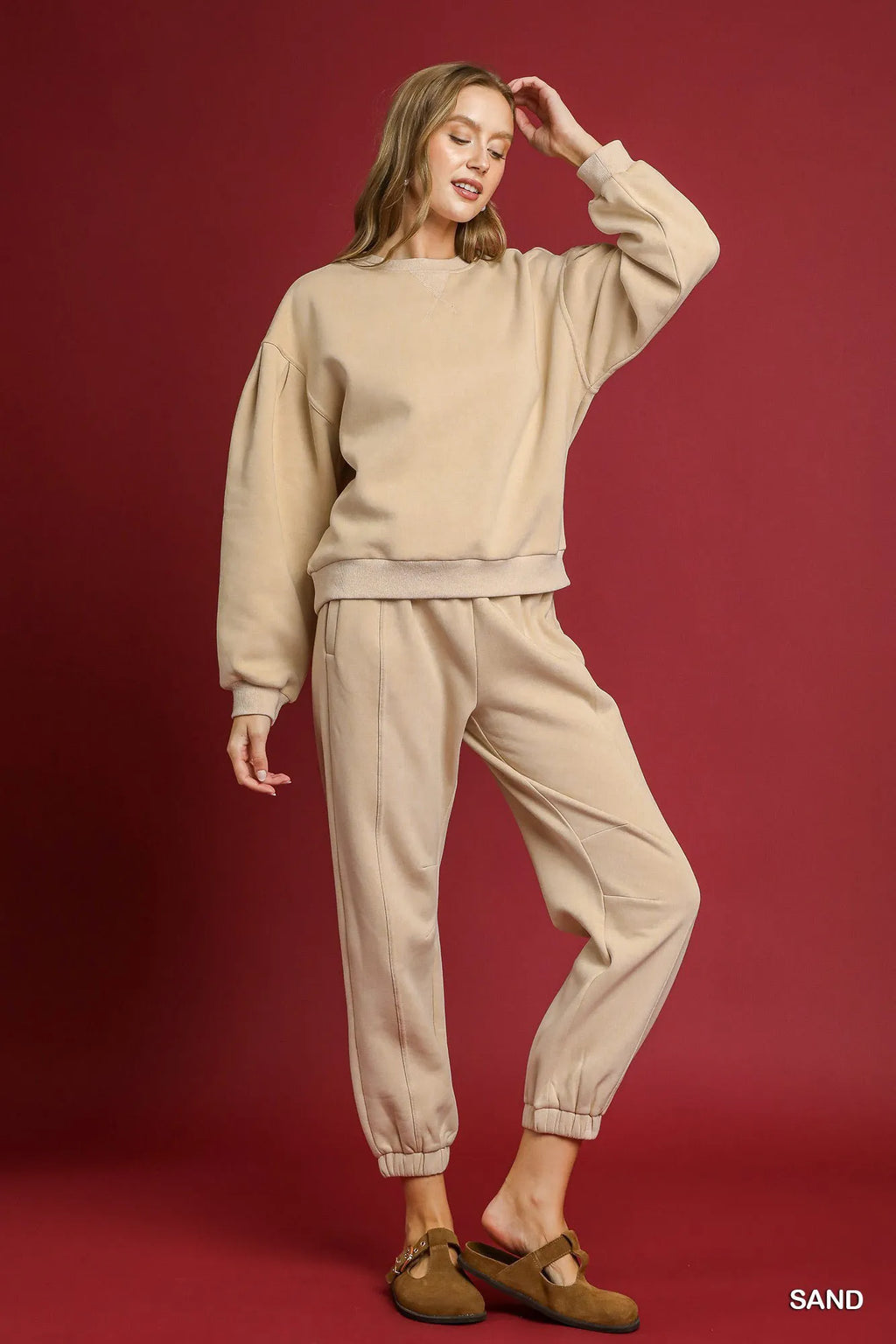 Umgee Fleece Jogger Pants with Drawstring