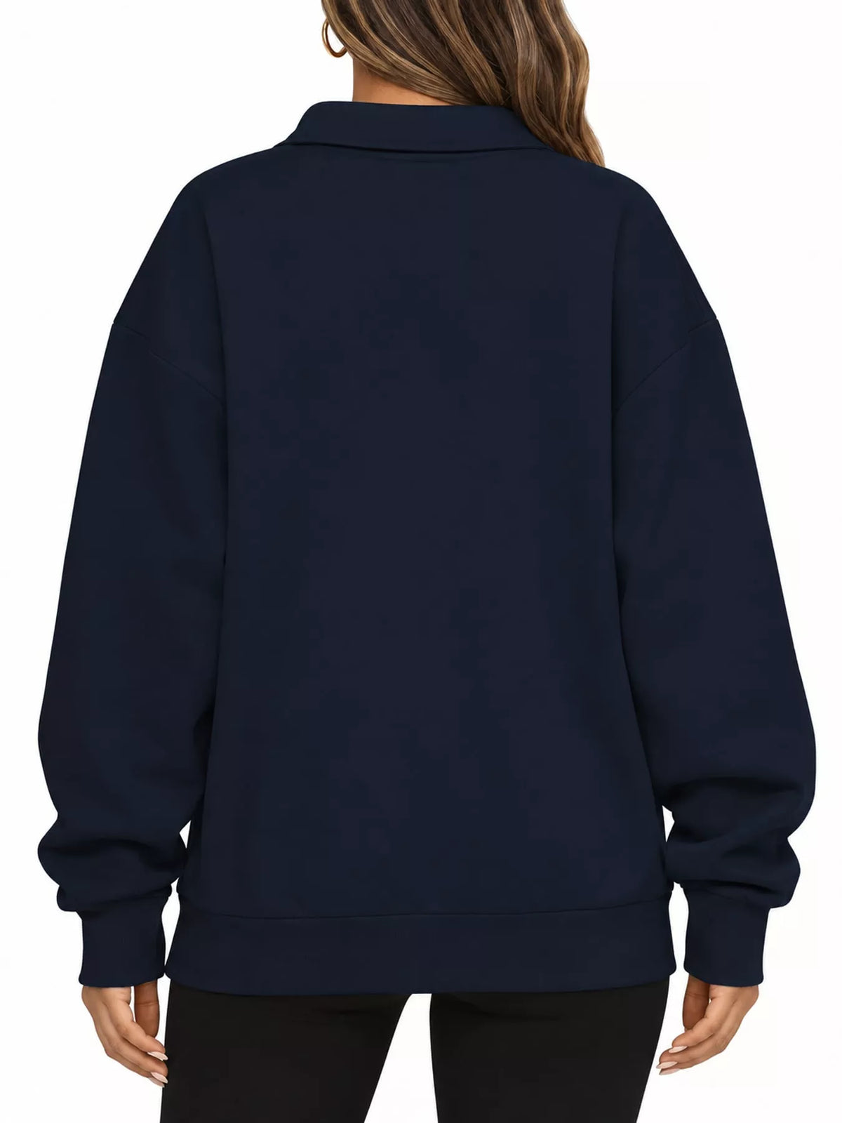 Full Size Quarter-Zip Dropped Shoulder Sweatshirt Plus Size