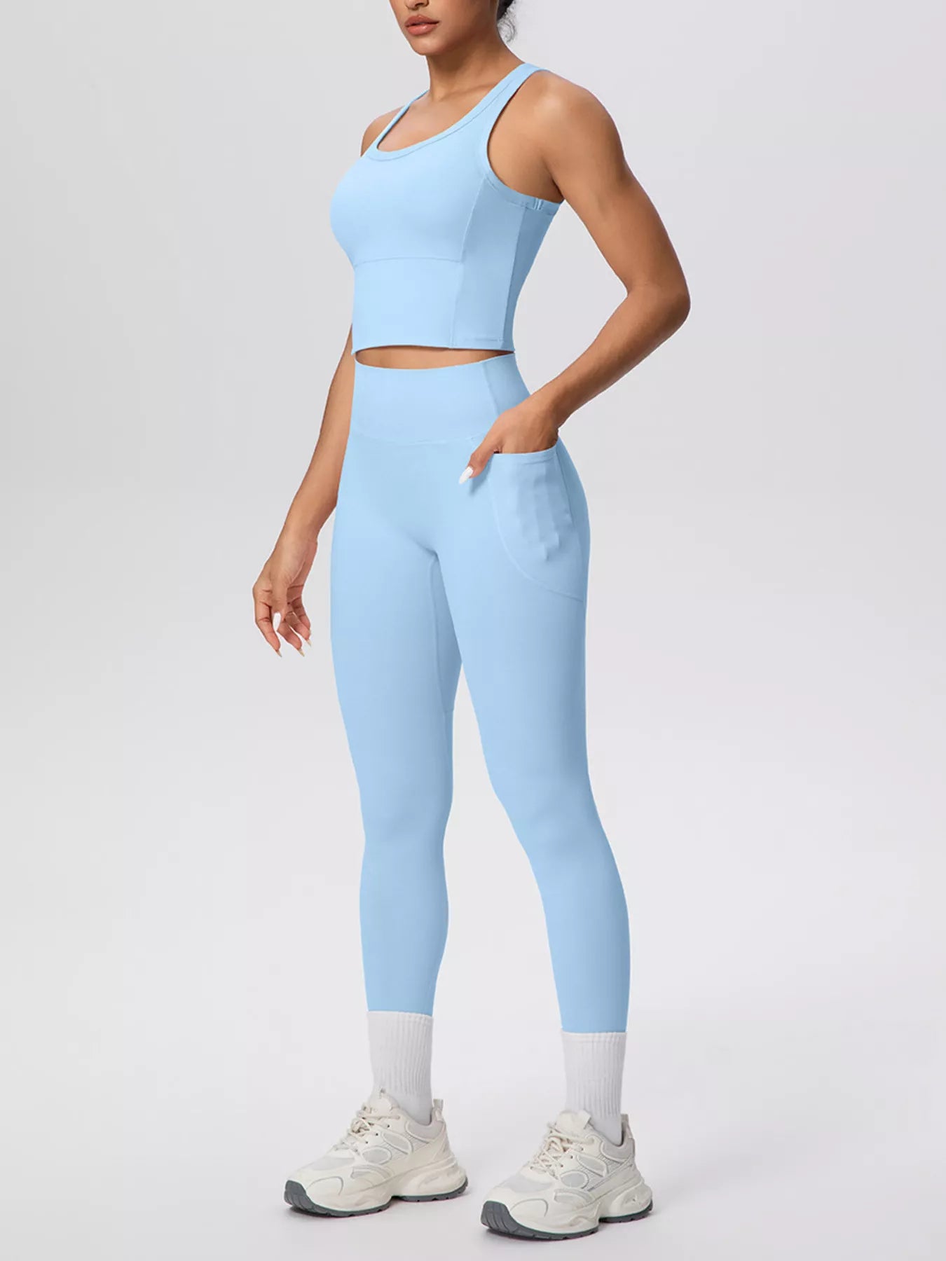 Scoop Neck Tank and High-Waisted Leggings Active Set