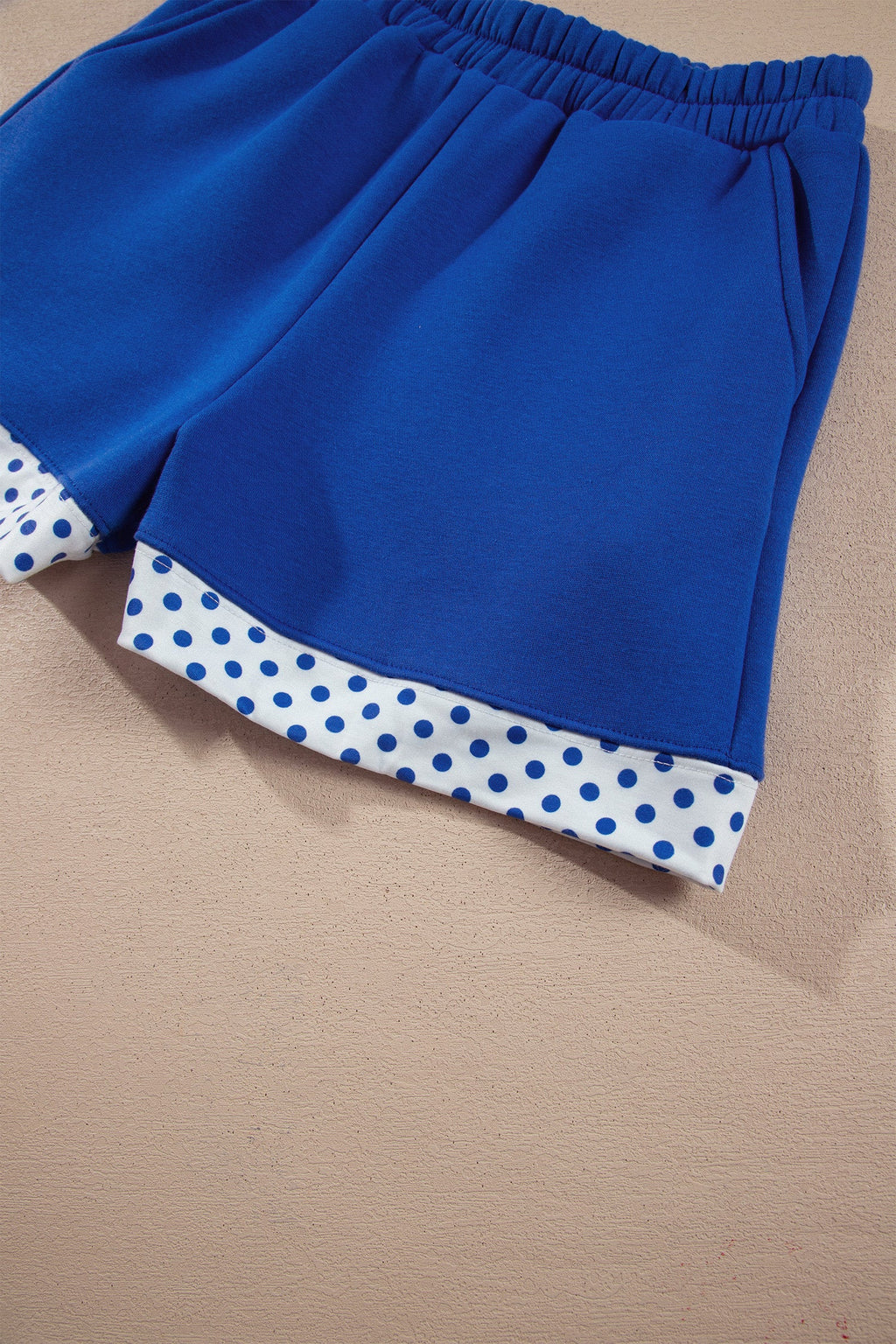 Racing Red Polka Dot Trim Baggy Pullover 2pcs Short Set