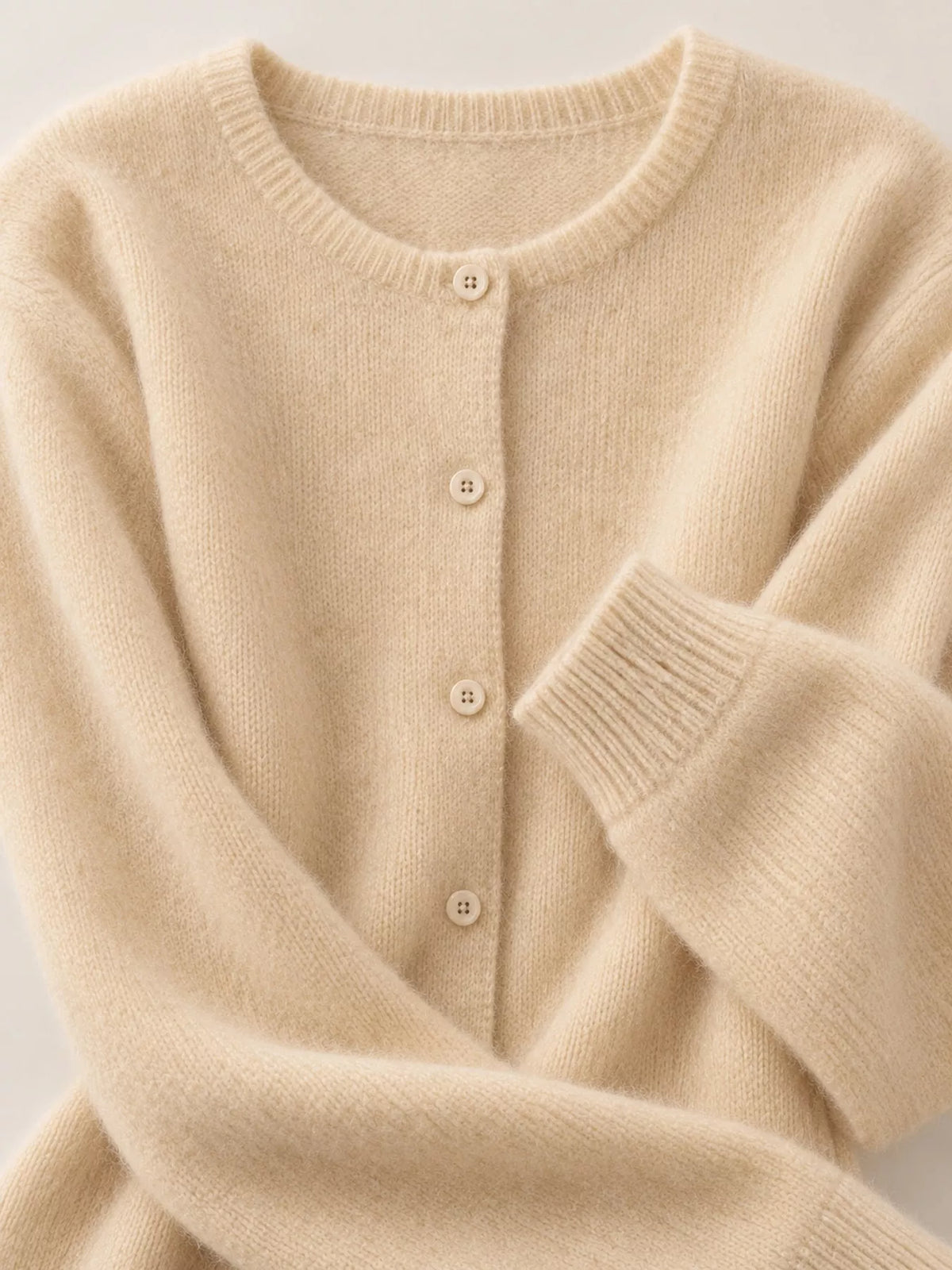 Crew Neck Button-Down Knit Cardigan