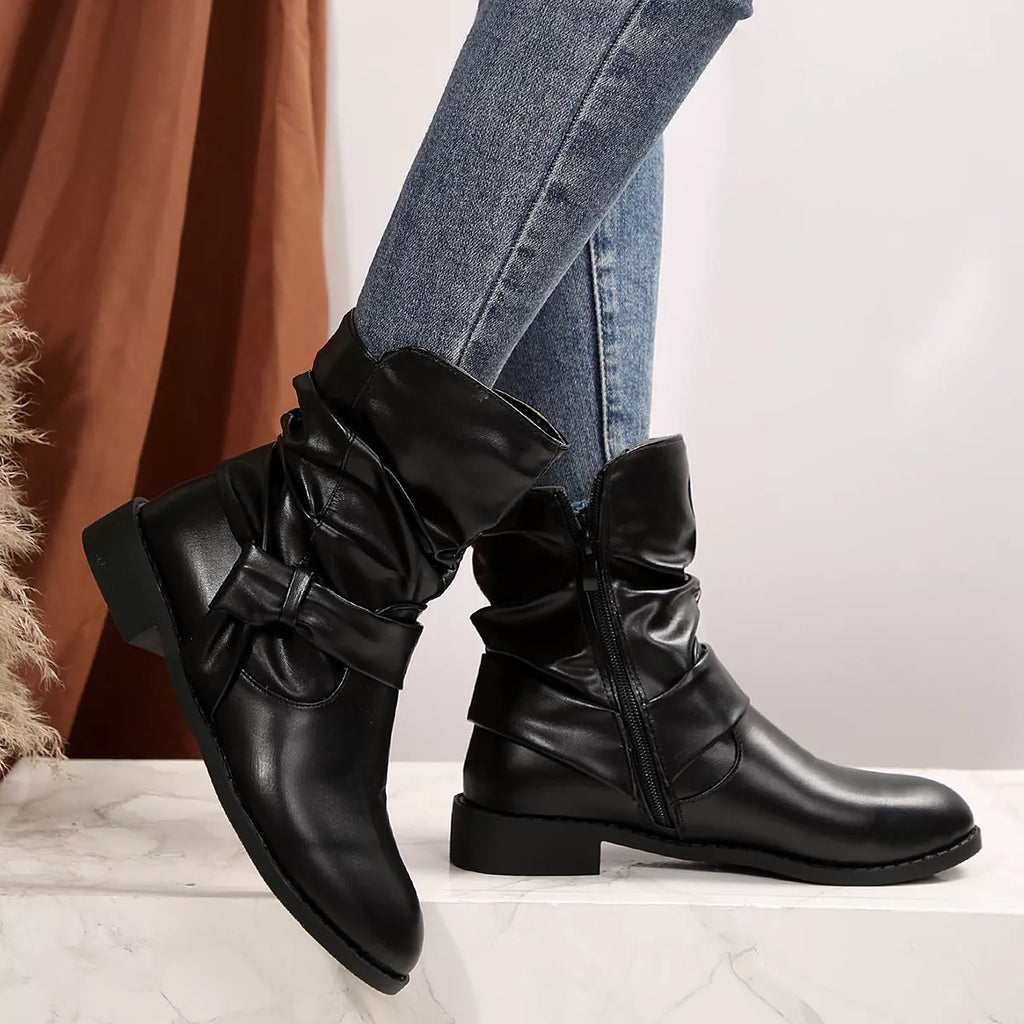 Round Toe Low Heel Boots