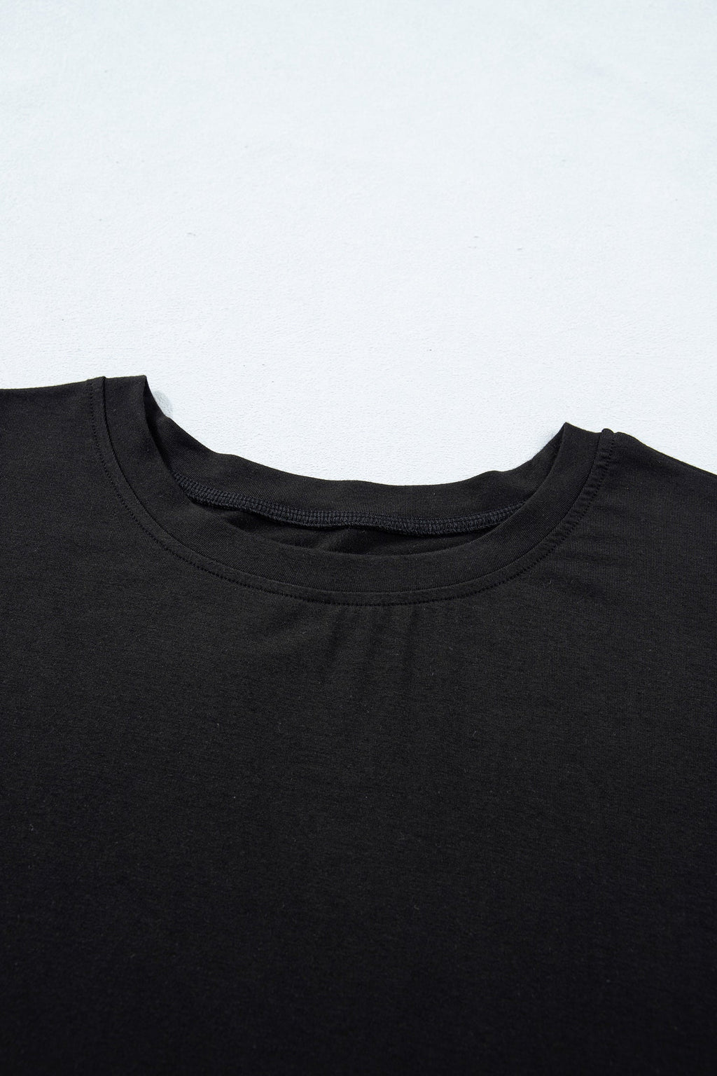 Black Solid Color Oversize Tee Tie Wrap Mini Skort 2pcs Set