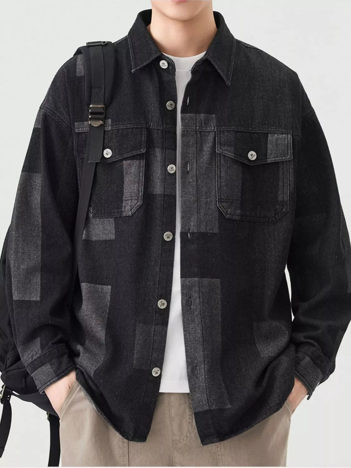 Men's Plus Size Urban Style Button Up Denim Jacket