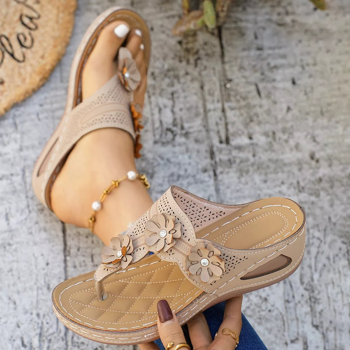 Toe Post Wedge Sandals