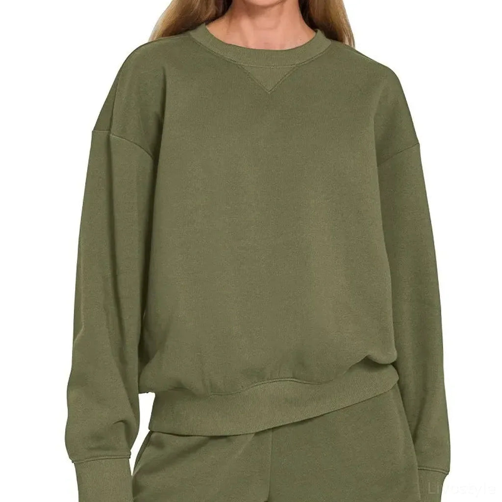 Fleece Long Sleeve Sweatshirt and Shorts Set