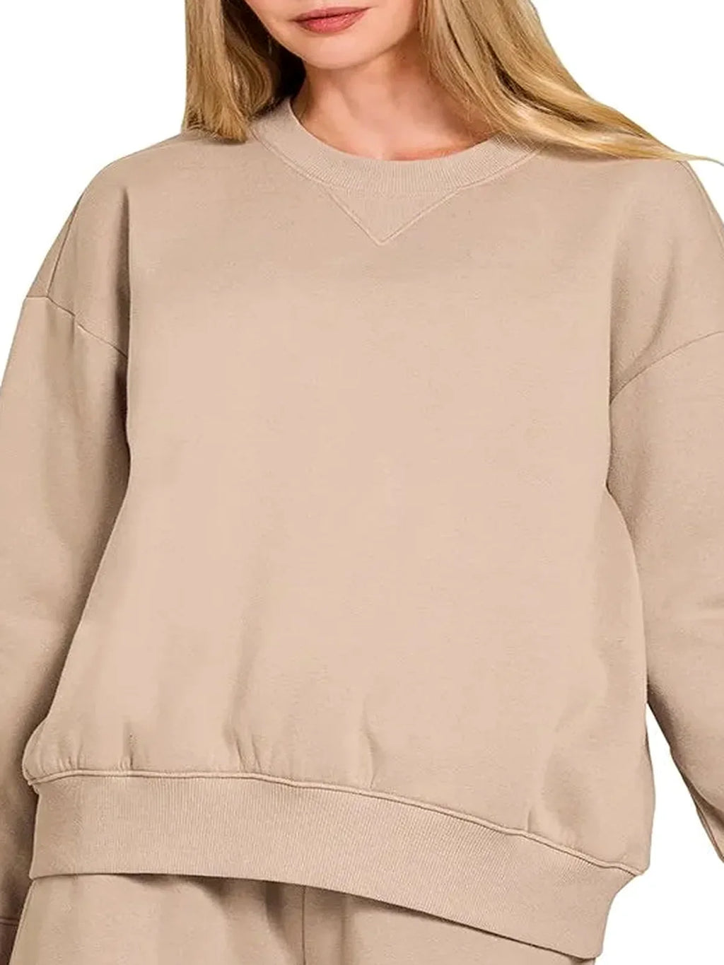 Fleece Long Sleeve Sweatshirt and Shorts Set