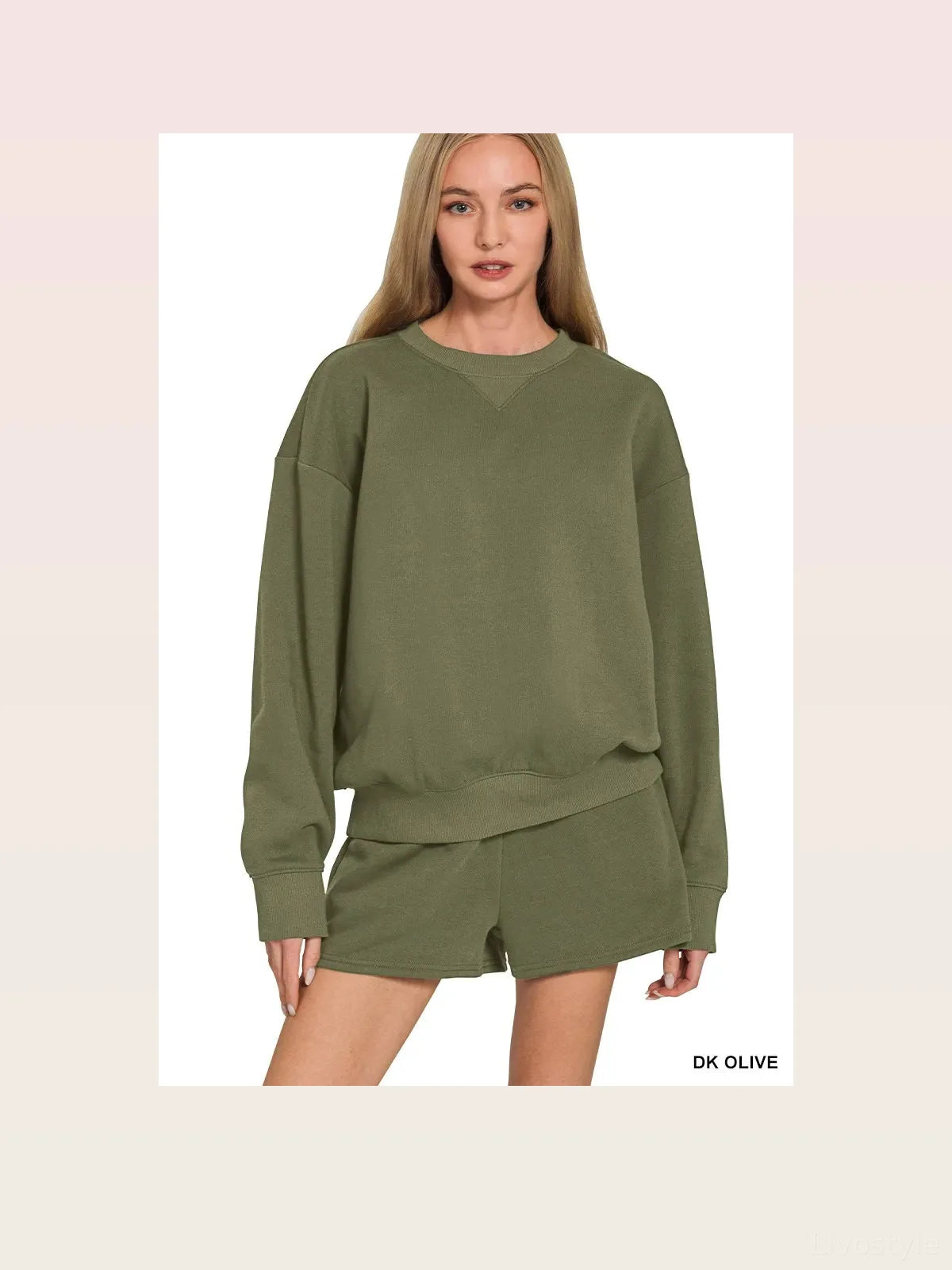 Fleece Long Sleeve Sweatshirt and Shorts Set