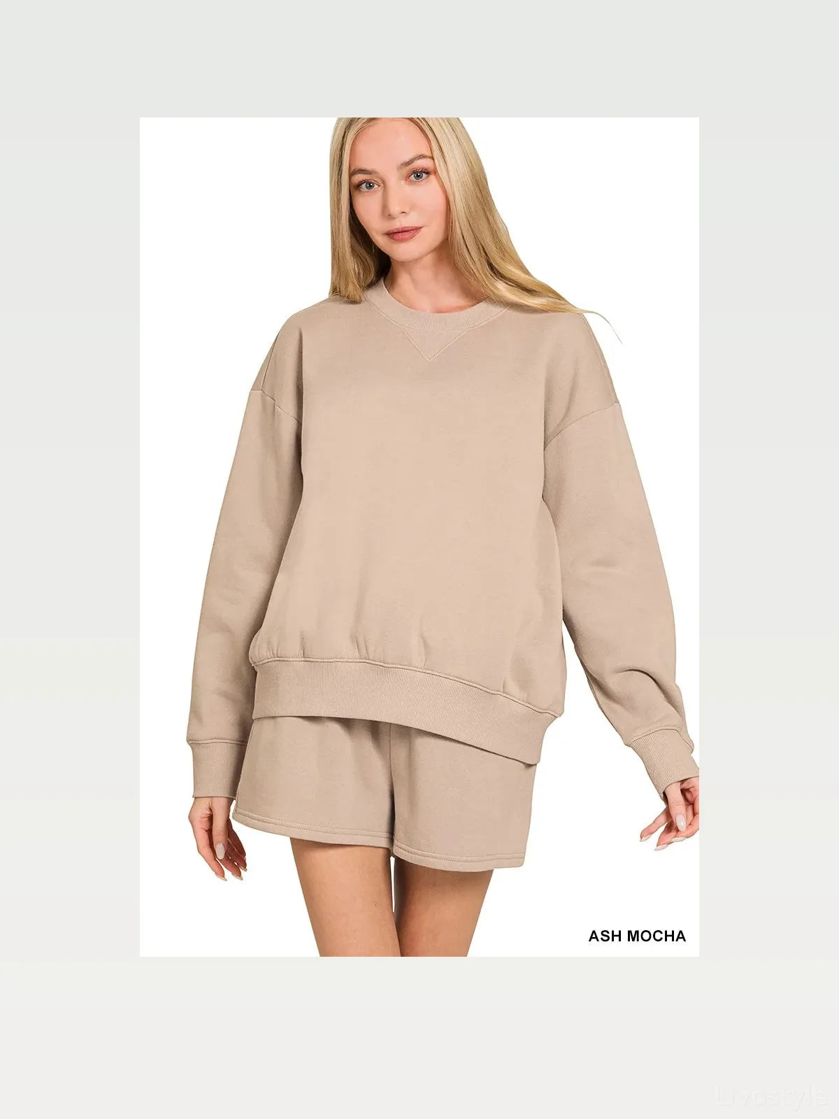 Fleece Long Sleeve Sweatshirt and Shorts Set