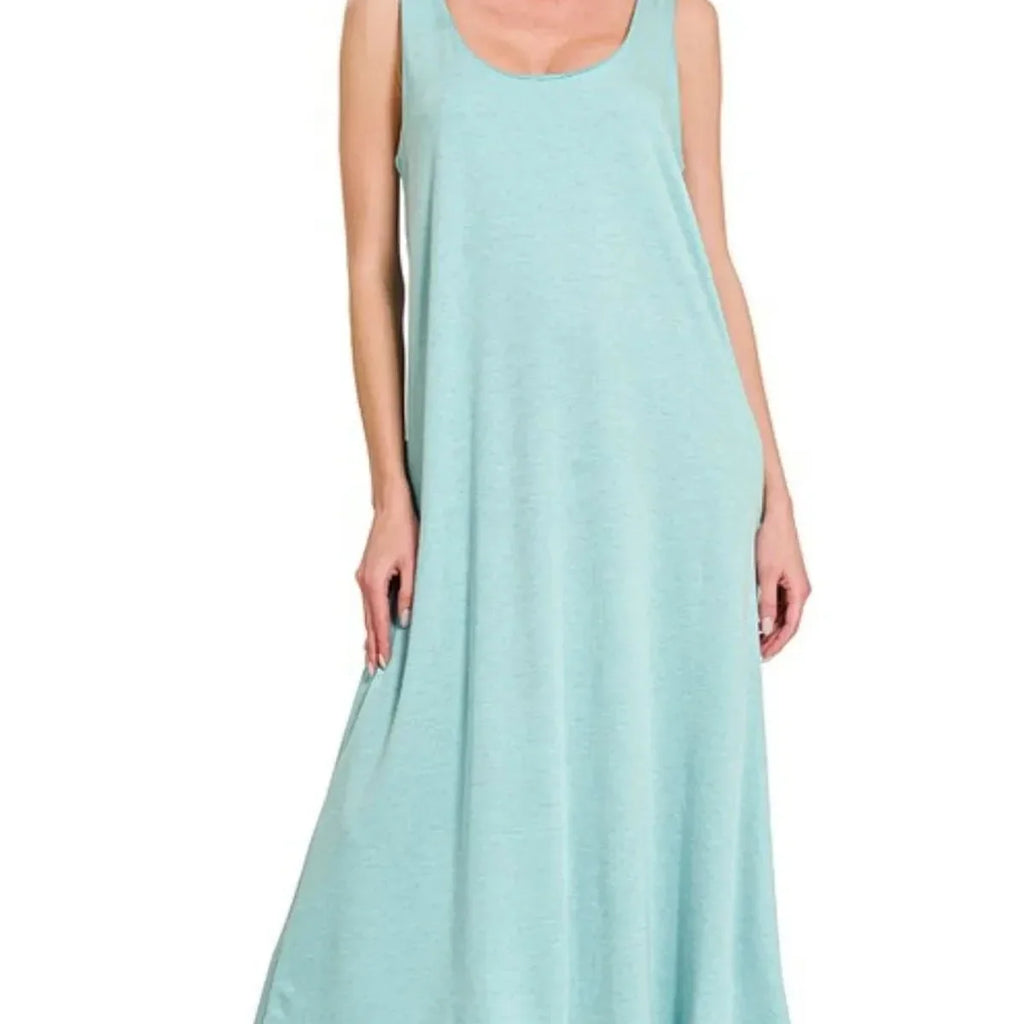 French Terry Twisted Strap Midi Dress