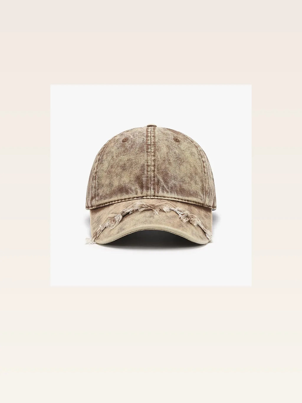 Fringe Hem Distressed Washed Cotton Dad Baseball Cap