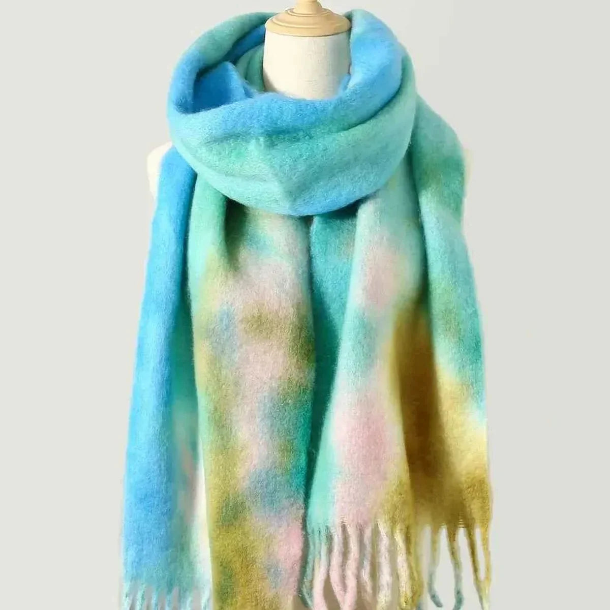 Fringe Tie-Dye Polyester Scarf