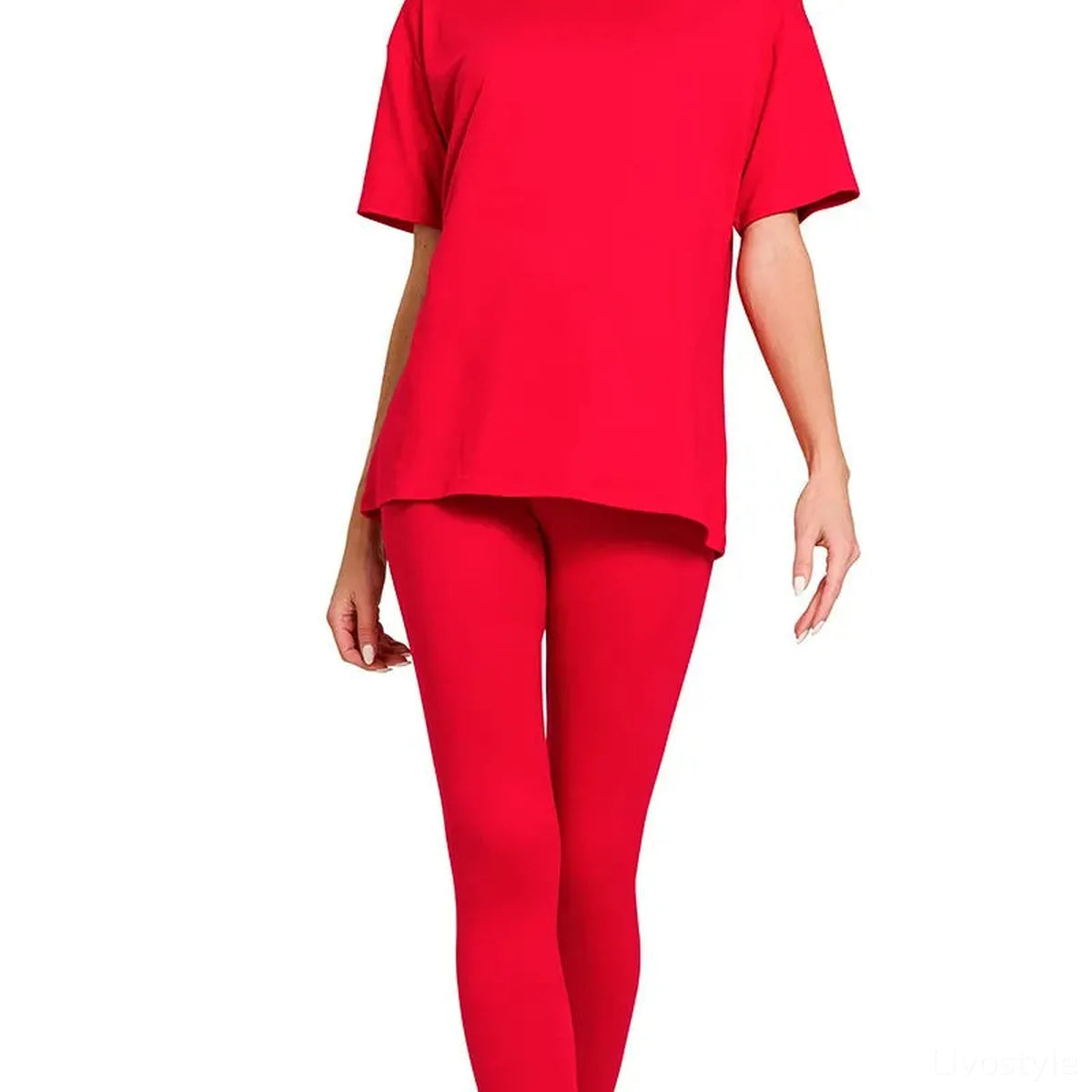 Brushed Microfiber Short Sleeve Top and Pants Set – Plus Size