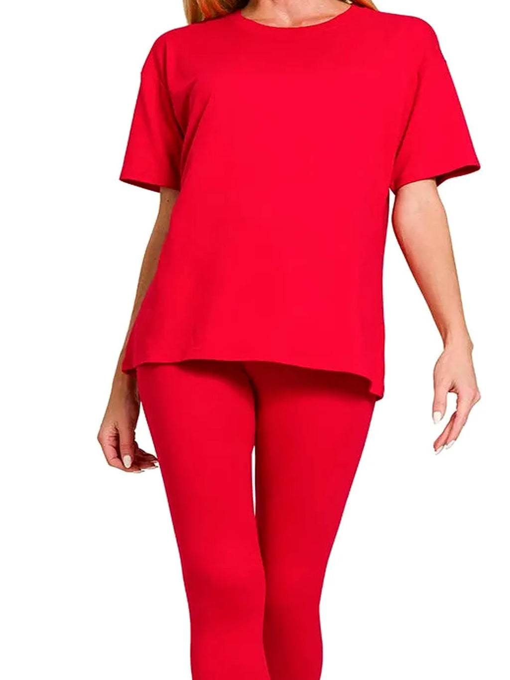 Brushed Microfiber Short Sleeve Top and Pants Set – Plus Size