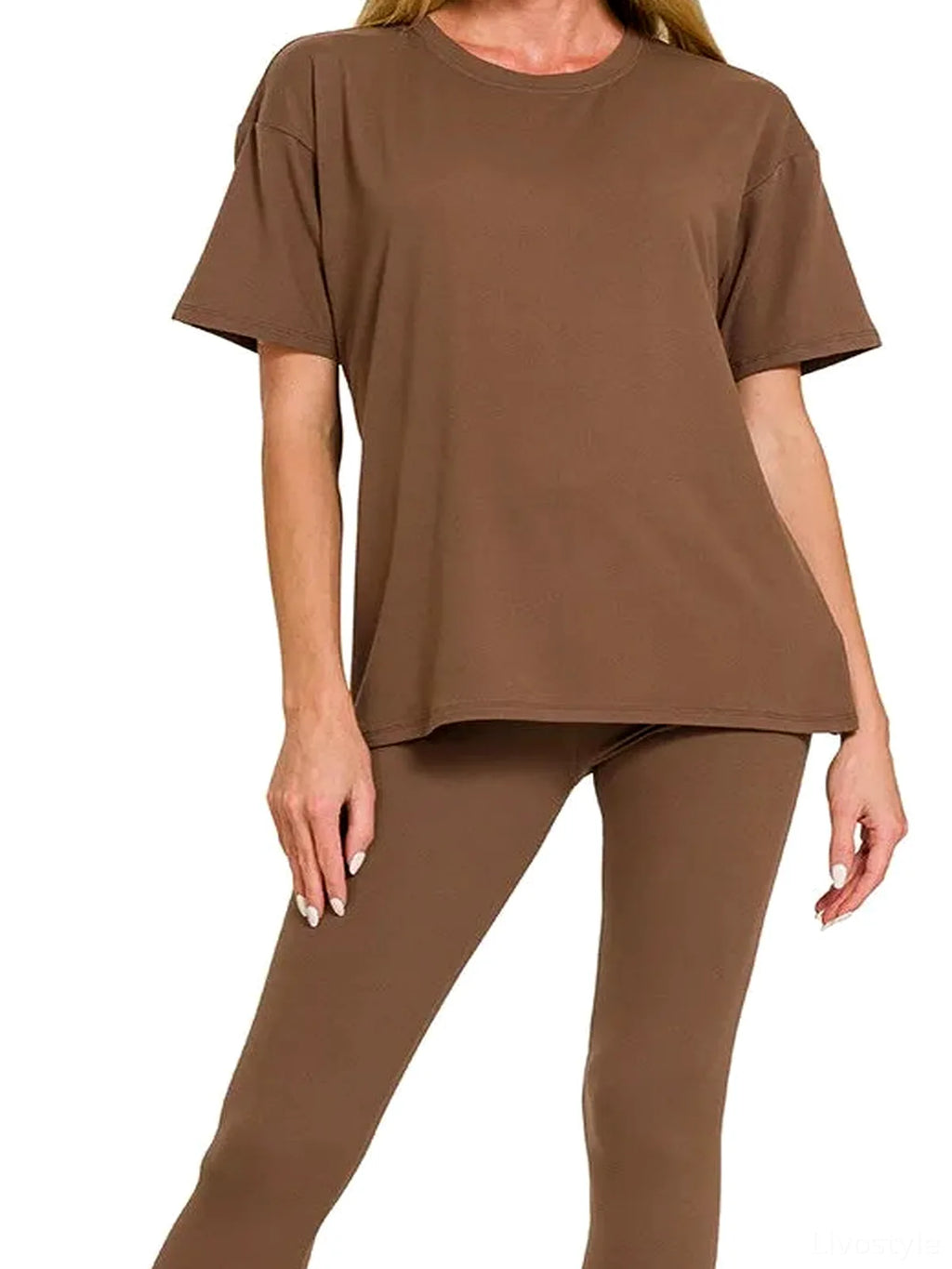 Brushed Microfiber Short Sleeve Top and Cropped Pants Set – Plus Size