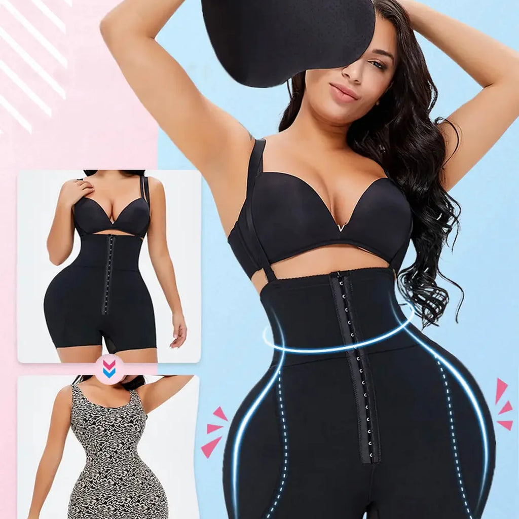 Black Hook-and-Eye Under-Bust Shaping Bodysuit
