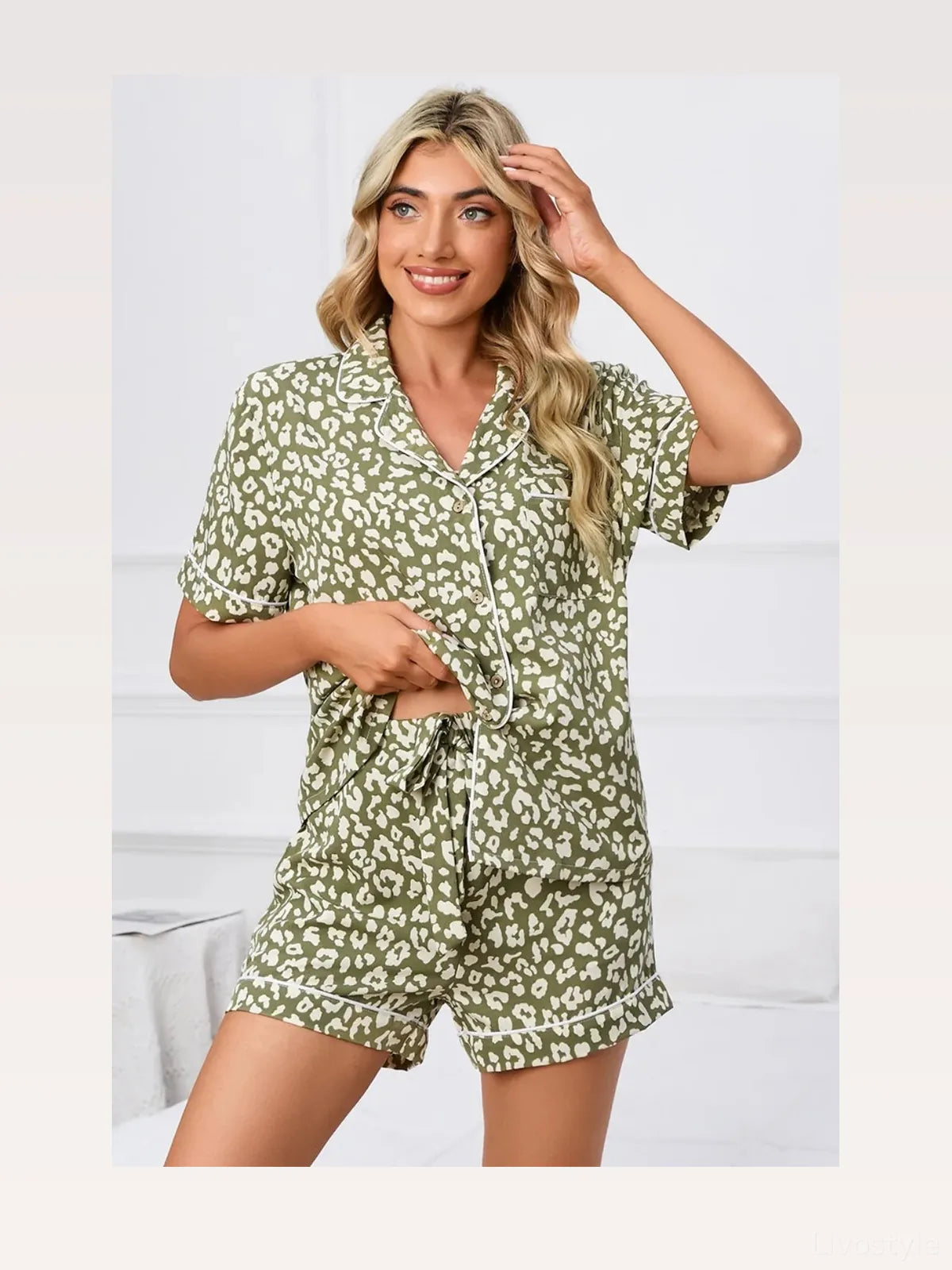 Leopard Short Sleeve Top and Shorts Lounge Set – Plus Size