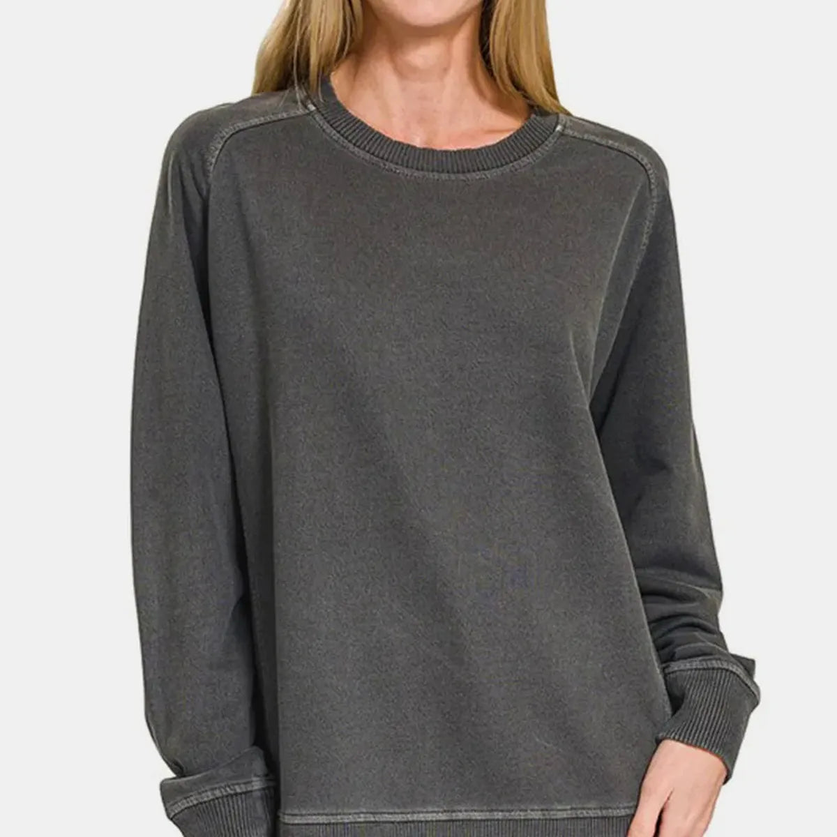 Pigment Dyed French Terry Crew Neck Sweatshirt