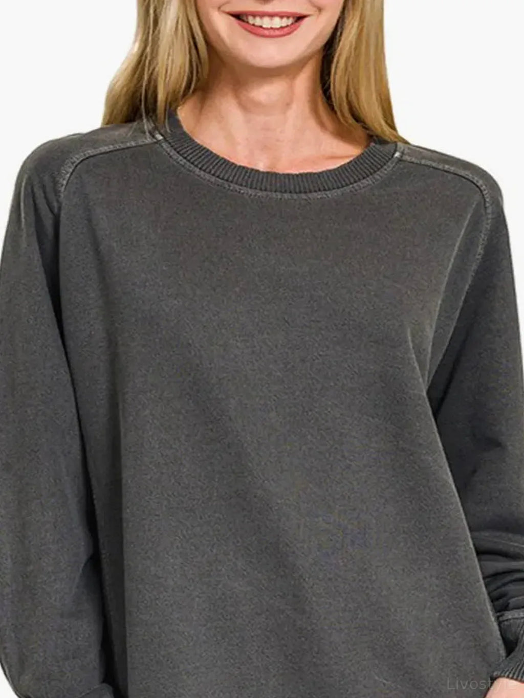Pigment Dyed French Terry Crew Neck Sweatshirt