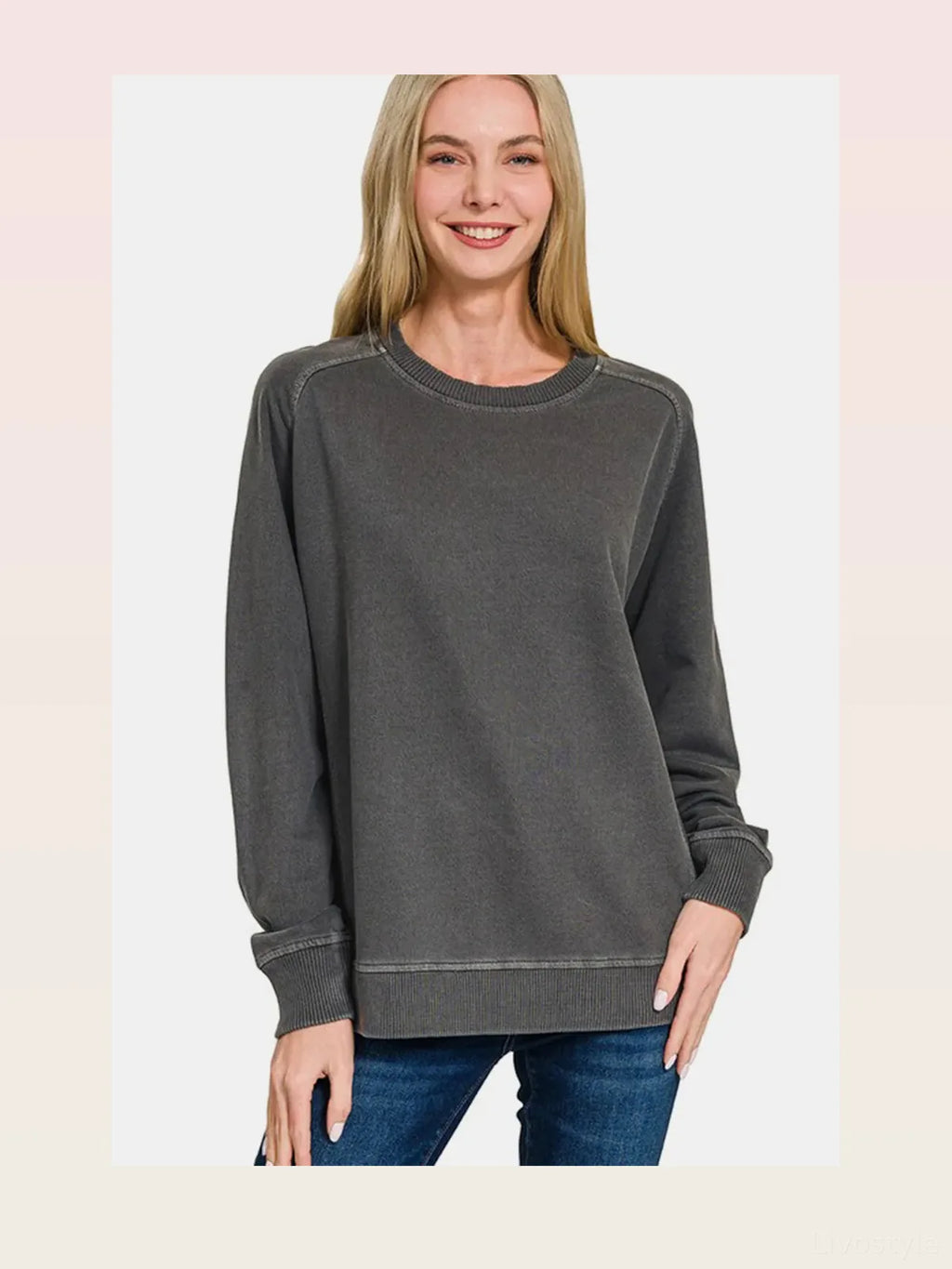 Pigment Dyed French Terry Crew Neck Sweatshirt