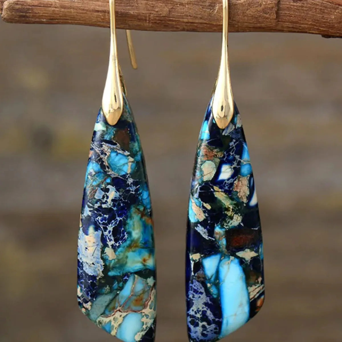 Geometric Shape Agate Stone Dangle Earrings