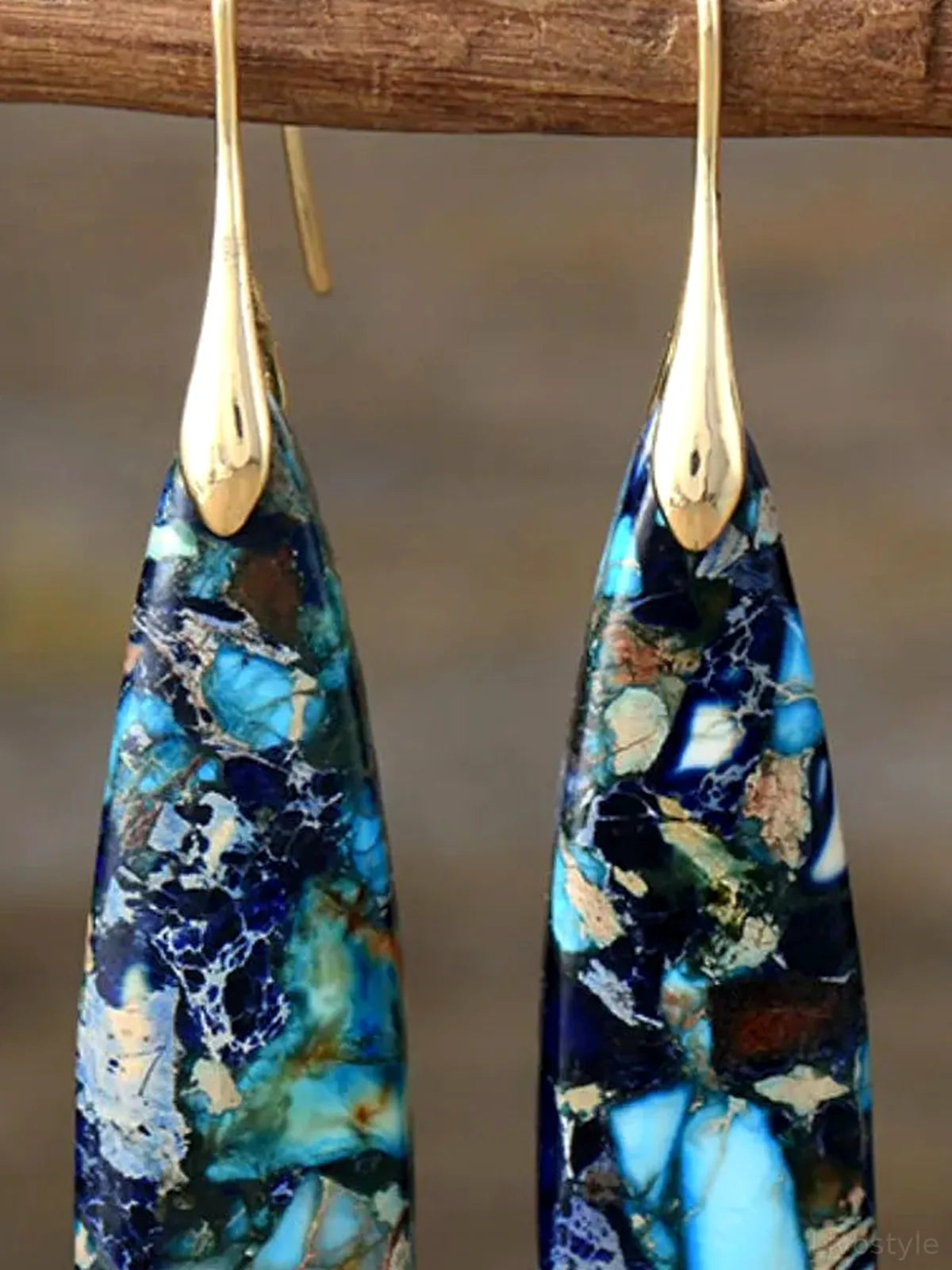 Geometric Shape Agate Stone Dangle Earrings