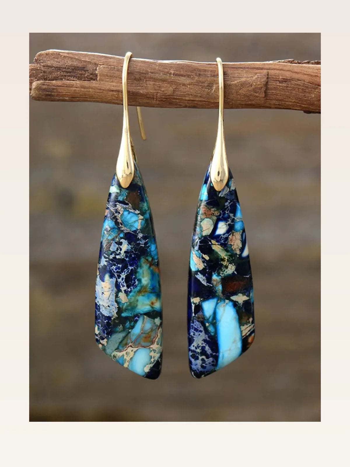 Geometric Shape Agate Stone Dangle Earrings